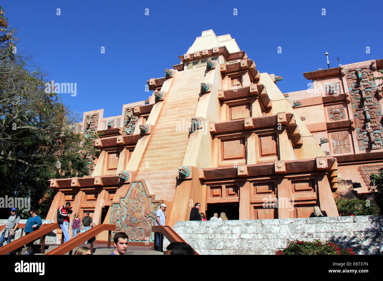 Aztec pyramid at the Mexican pavilion of Epcot Center, Walt Disney World Showcase. Stock Photo