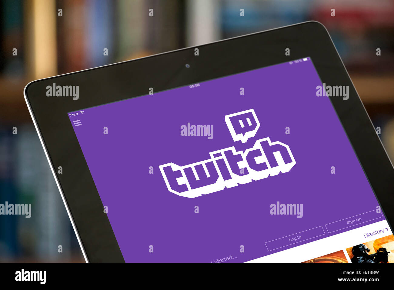 The video streaming gaming app Twitch, viewed on an Apple ipad Stock Photo