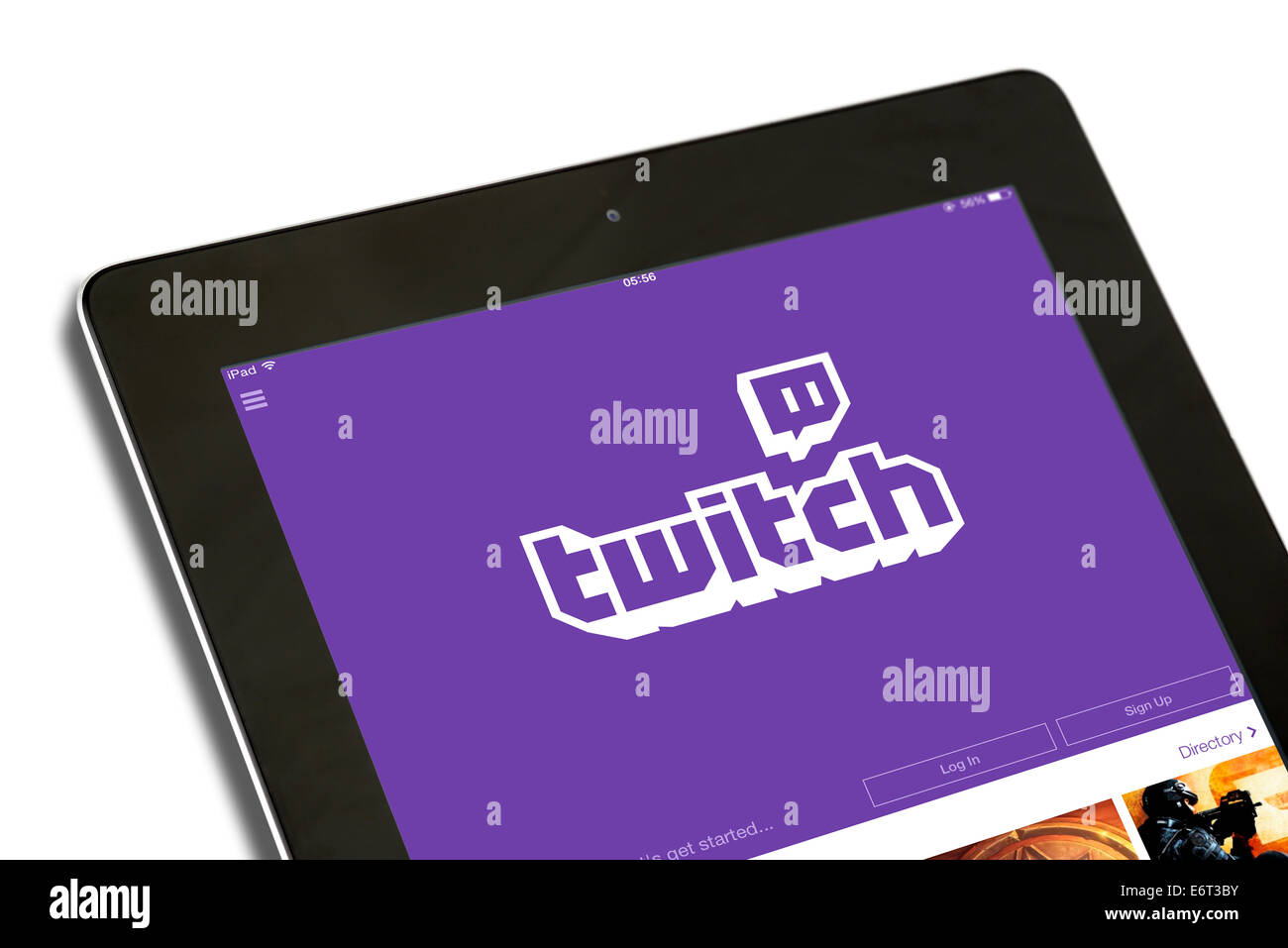The video streaming gaming app Twitch, viewed on an Apple ipad Stock Photo