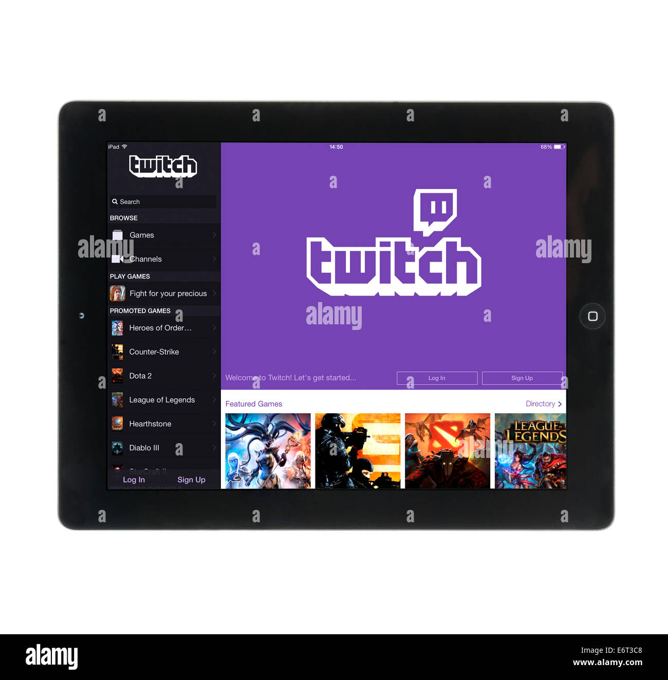 The video streaming gaming site Twitch, viewed on an Apple ipad Stock Photo