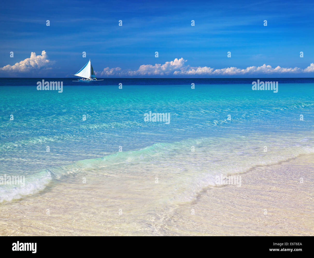 Tropical beach, Boracay island, Philippines Stock Photo