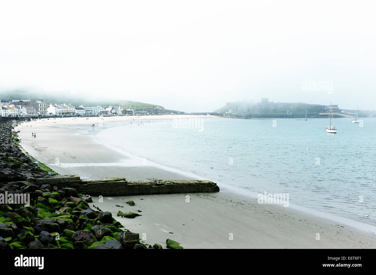 Peel bay in heavy mist Stock Photo