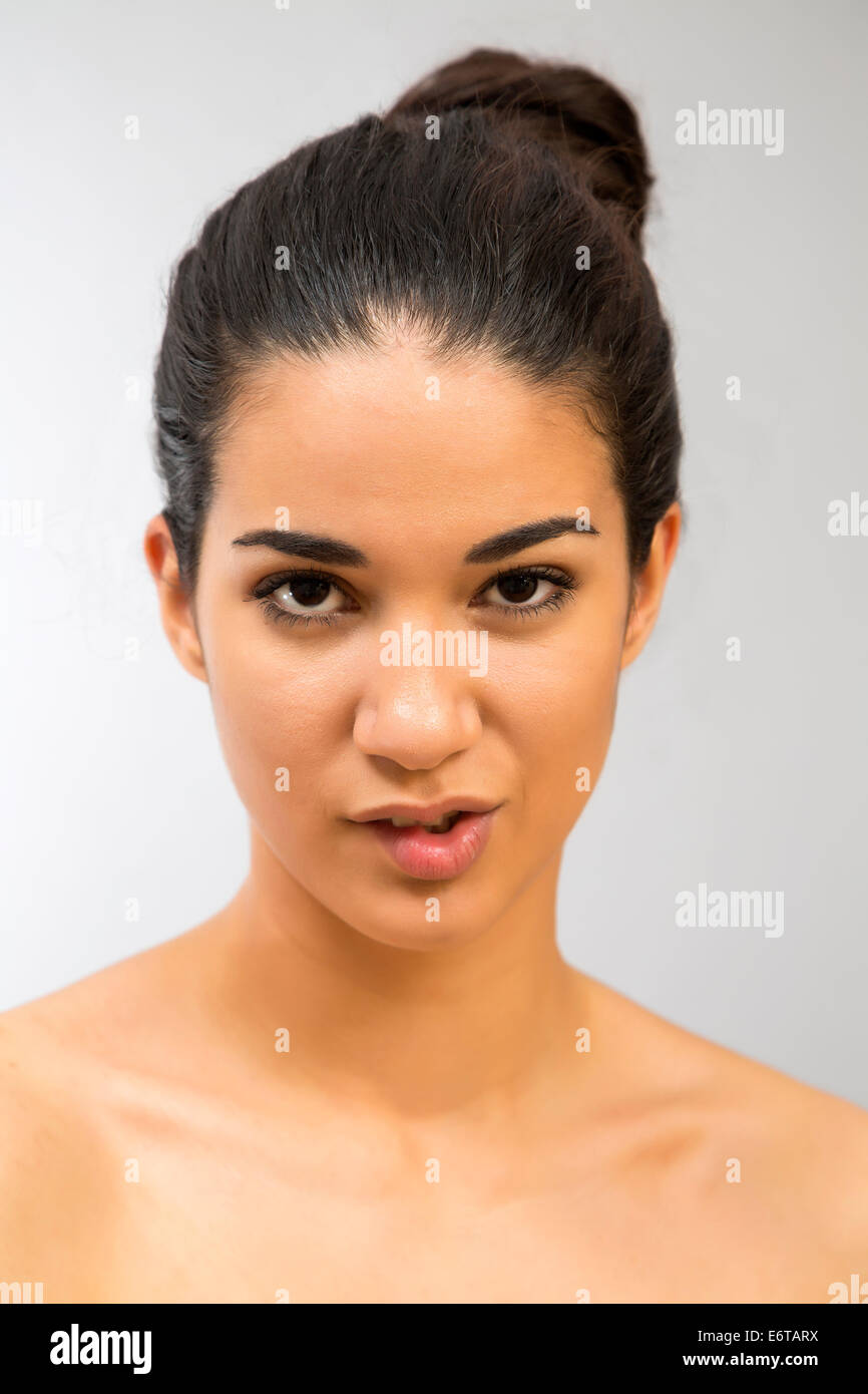 Portrait of the pretty young woman in the studio Stock Photo - Alamy