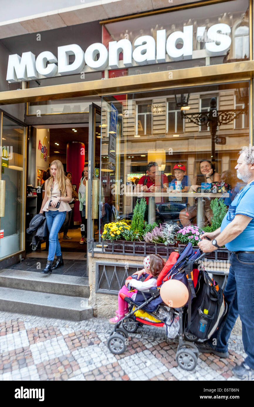 McDonald's Prague fast food in Mostecka street, Mala Strana Prague, Czech Republic Stock Photo