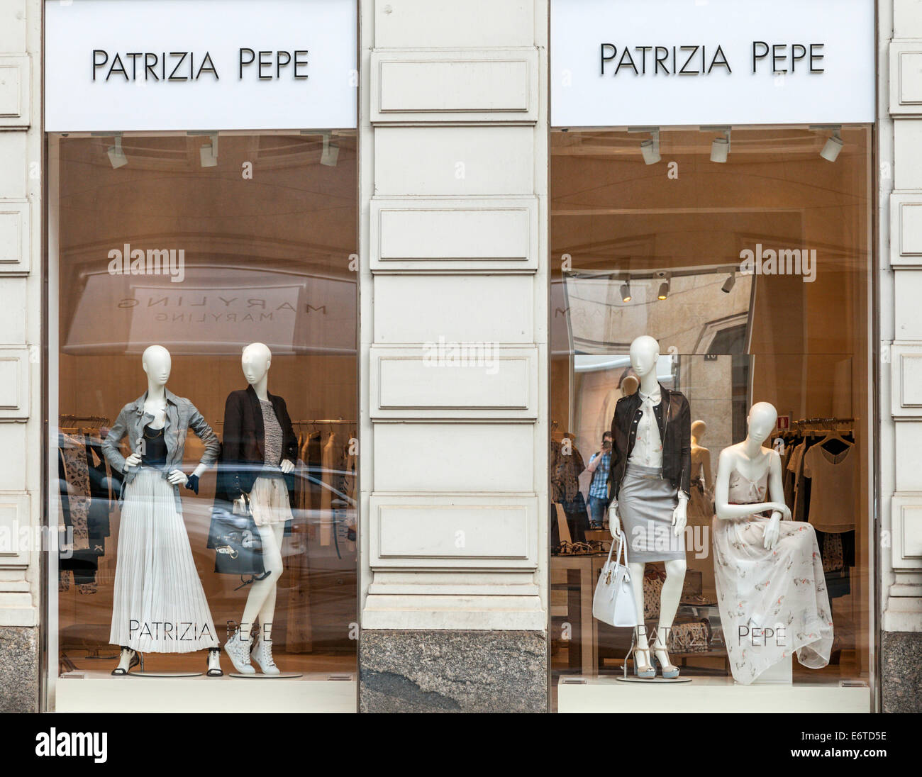High class Patrizia Pepe shop in Milan's Quadrilatero d'Oro - golden  shopping rectangle - Via Monte Napoleone, Milan, Italy Stock Photo - Alamy