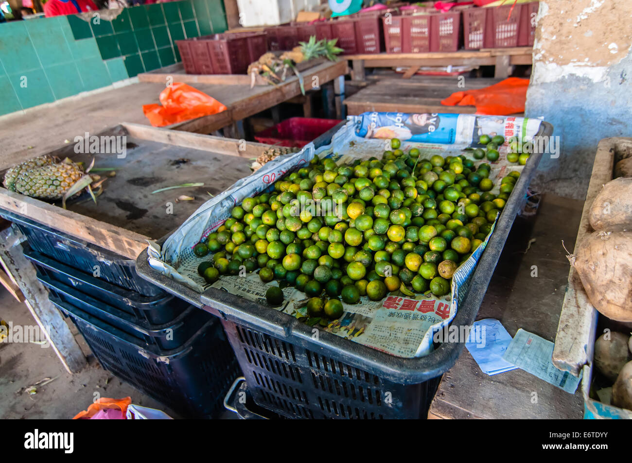 kaffir lime at wet market Stock Photo