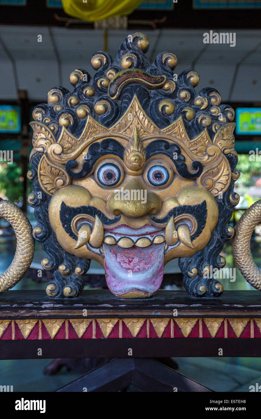 Yogyakarta, Java, Indonesia.  Javanese Demon's Head on Wall Surrounding Dining Area used on Special Occasions, Sultan's Palace. Stock Photo