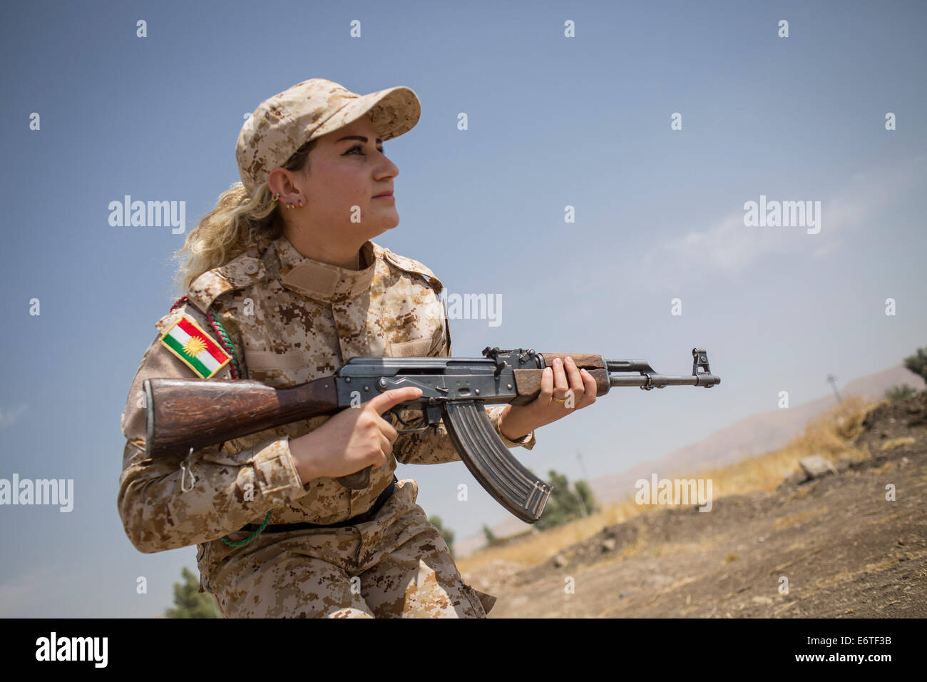 The 2nd Battalion of Female Peshmergas during their military exercises at Sulaymaniyah. The group is exclusively comprised of 550 females, which was organized and officially part of Kurdish National Arrmy on November 18, 1996. © Vianney Le Caer/Pacific Press/Alamy Live News Stock Photo