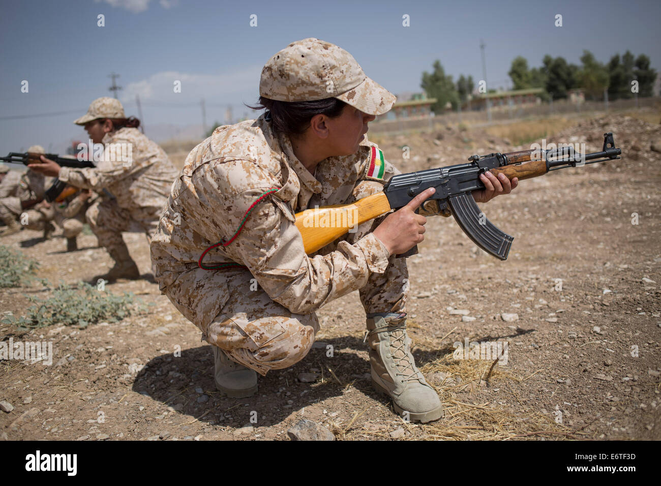 The 2nd Battalion of Female Peshmergas during their military exercises at Sulaymaniyah. The group is exclusively comprised of 550 females, which was organized and officially part of Kurdish National Arrmy on November 18, 1996. © Vianney Le Caer/Pacific Press/Alamy Live News Stock Photo