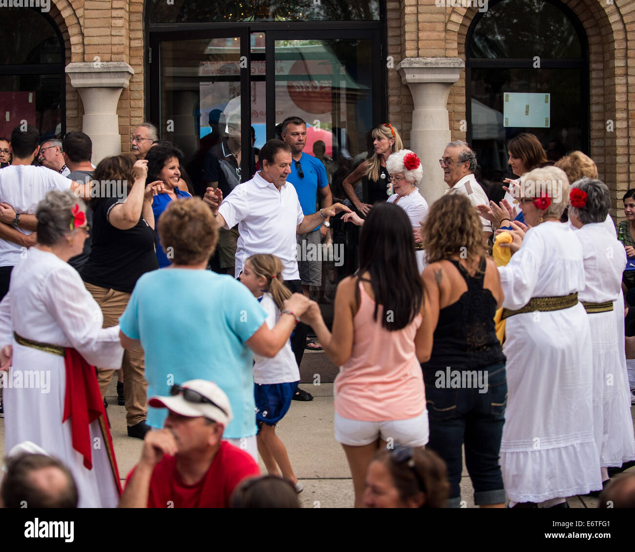 Ohio, US. 30th Aug, 2014. Festival goers dance during the 2014 Columbus Greek Festival. Credit:  Brent Clark/Alamy Live News Stock Photo
