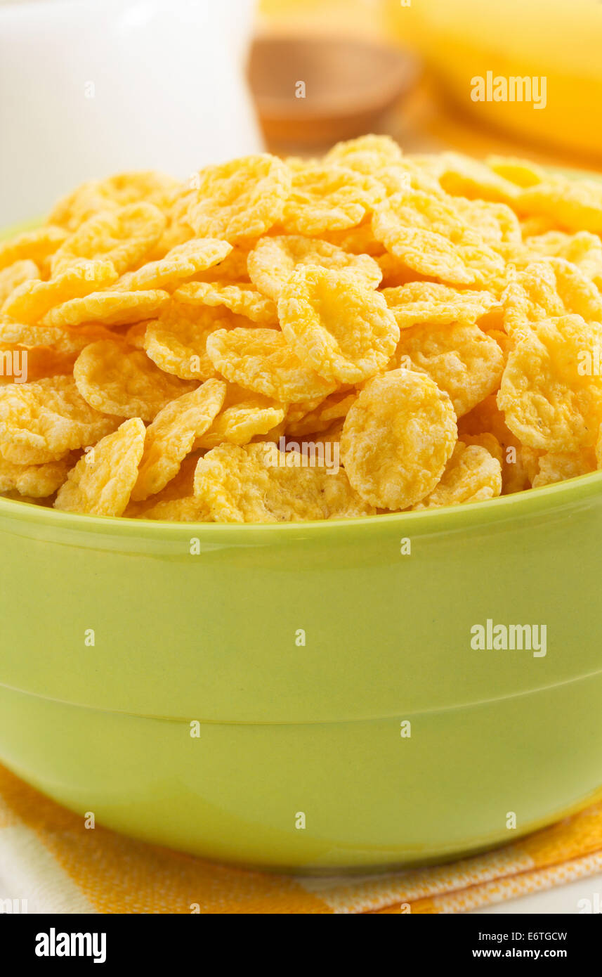 corn flakes in bowl isolated on white background Stock Photo Alamy