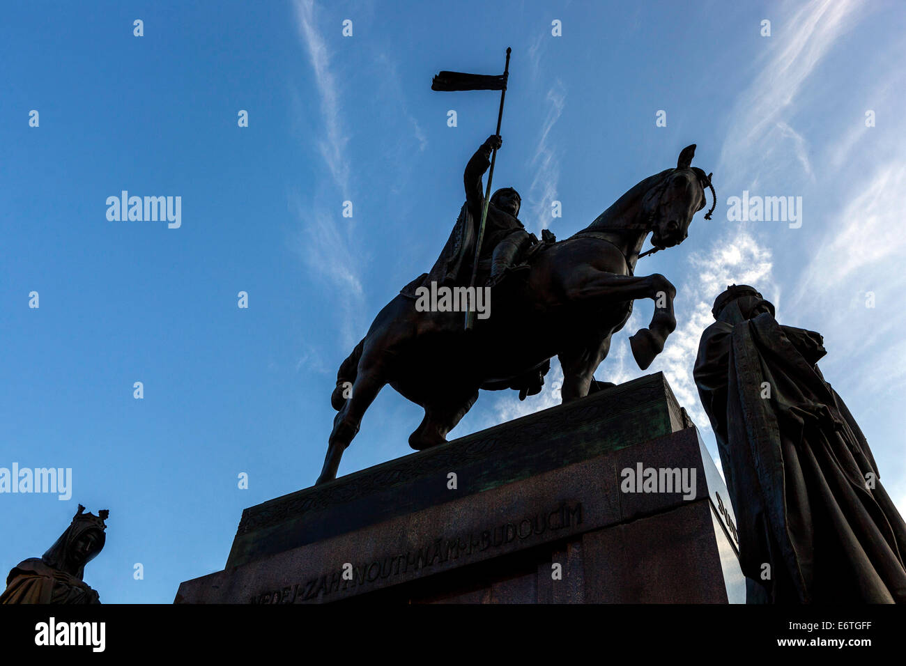 Equestrian sculpture of St Wenceslas on horseback, Wenceslas Square, Prague Czech Stock Photo