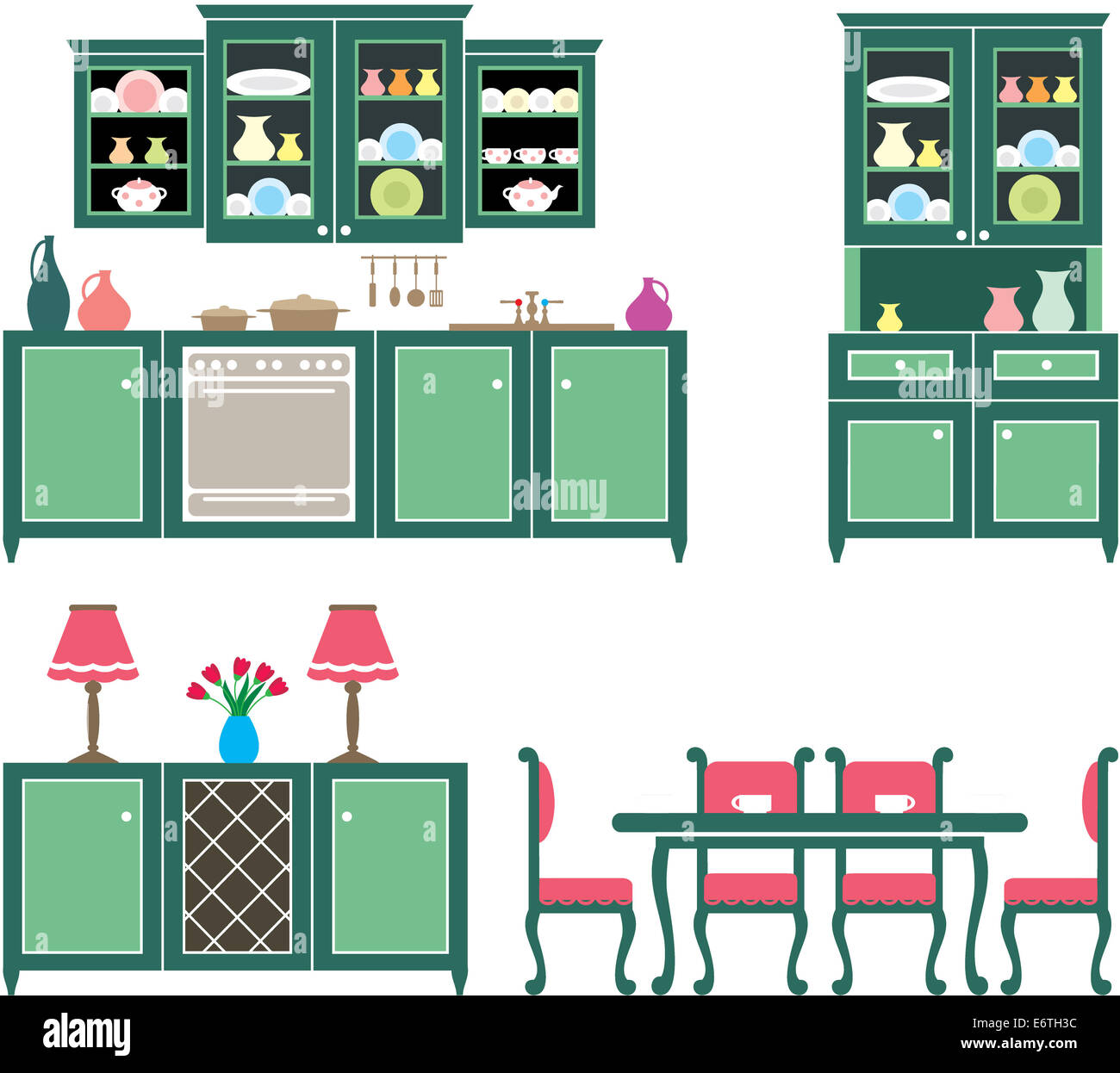 Set of kitchen furniture Stock Photo Alamy