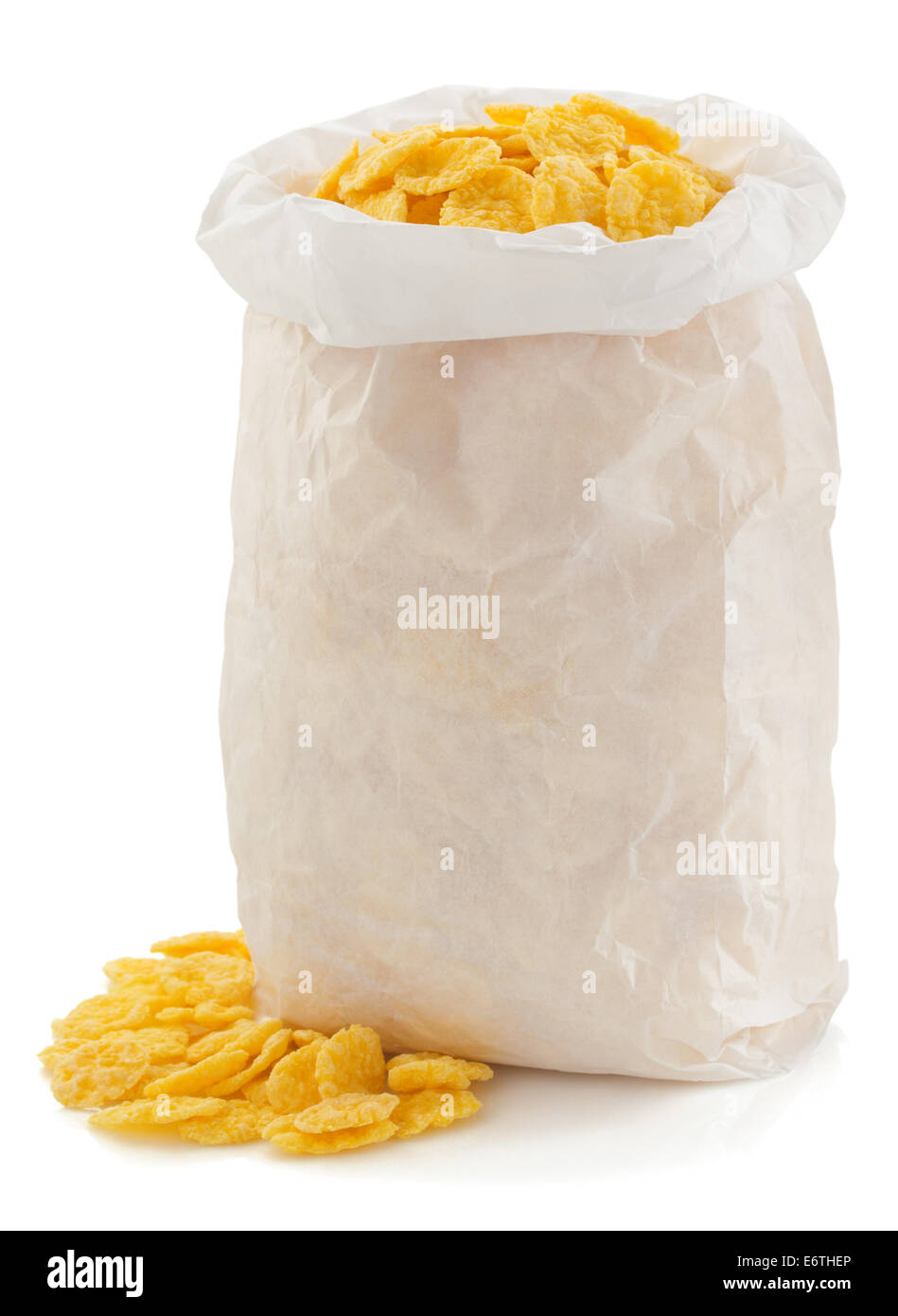 corn flakes in paper bag isolated on white background Stock Photo Alamy