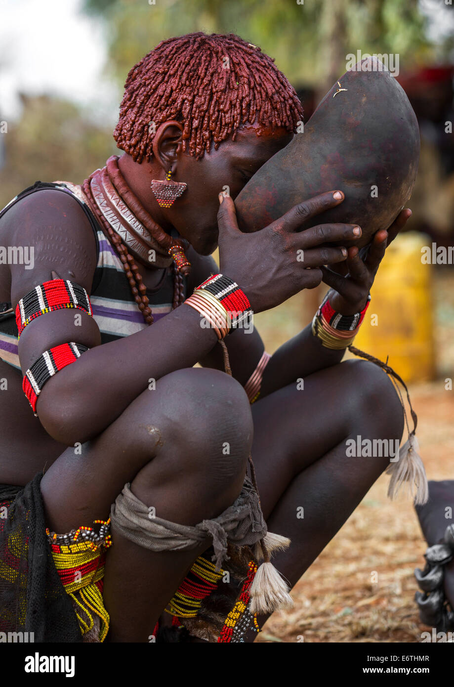 Bashada Tribe Woman Drinkinf Alcohol During A Bull Jumping Ceremony ...