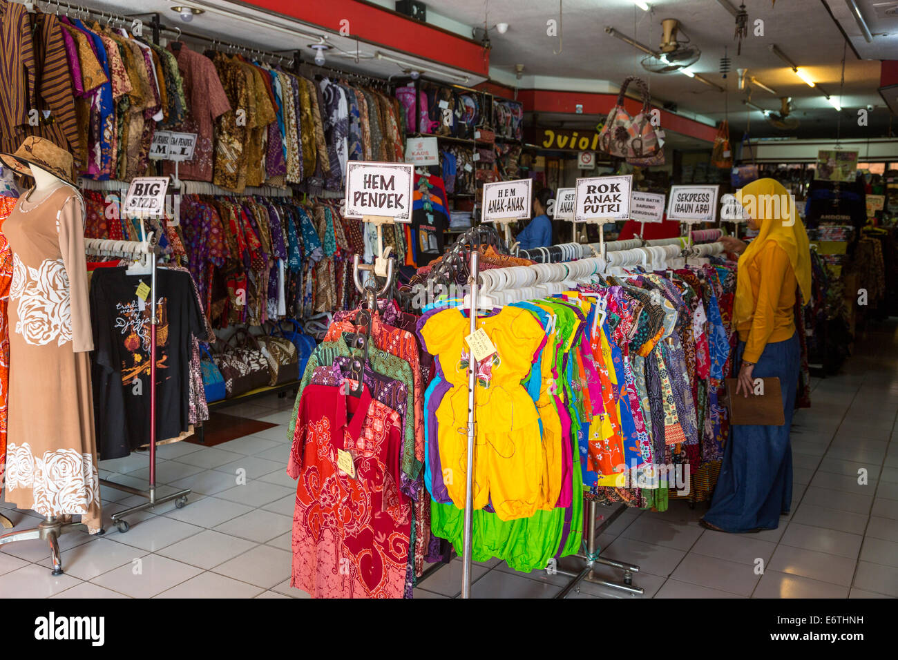 Yogyakarta, Java, Indonesia.  Women's  Dress Shop, Malioboro Street. Stock Photo