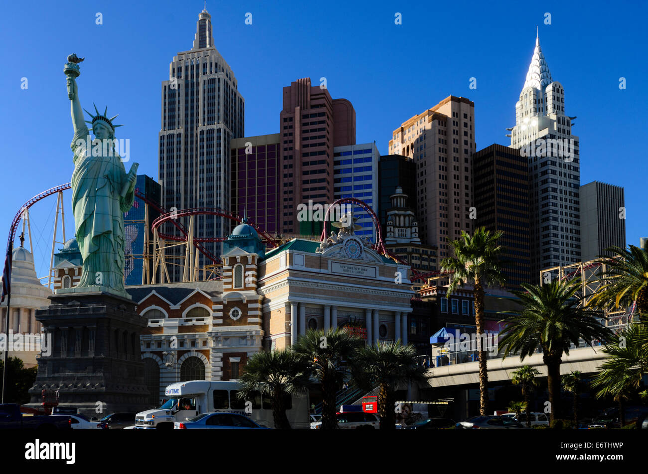 New York New York Hotel & Casino in Las Vegas Strip which gives the impression of the New York skyline Stock Photo