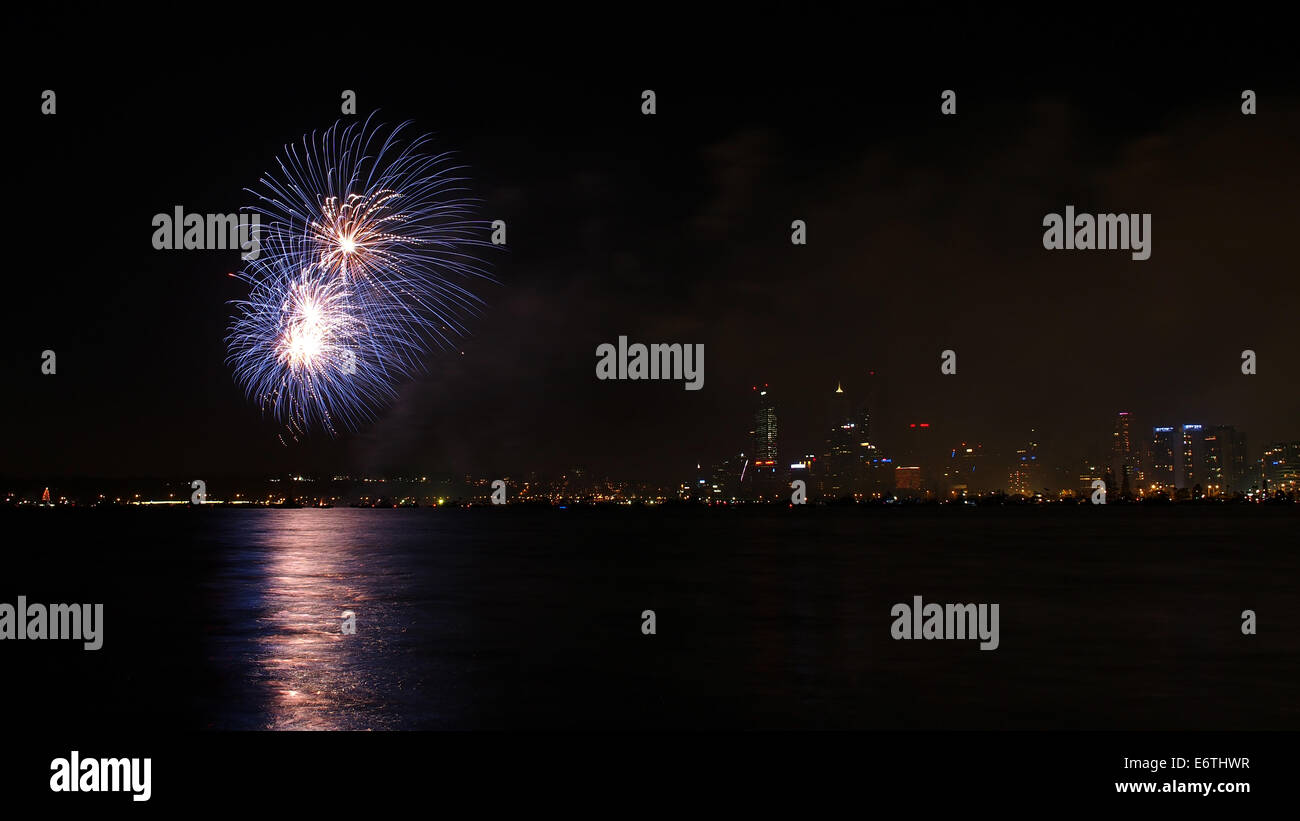 Fireworks over water, Swan River Perth, Australia Stock Photo Alamy