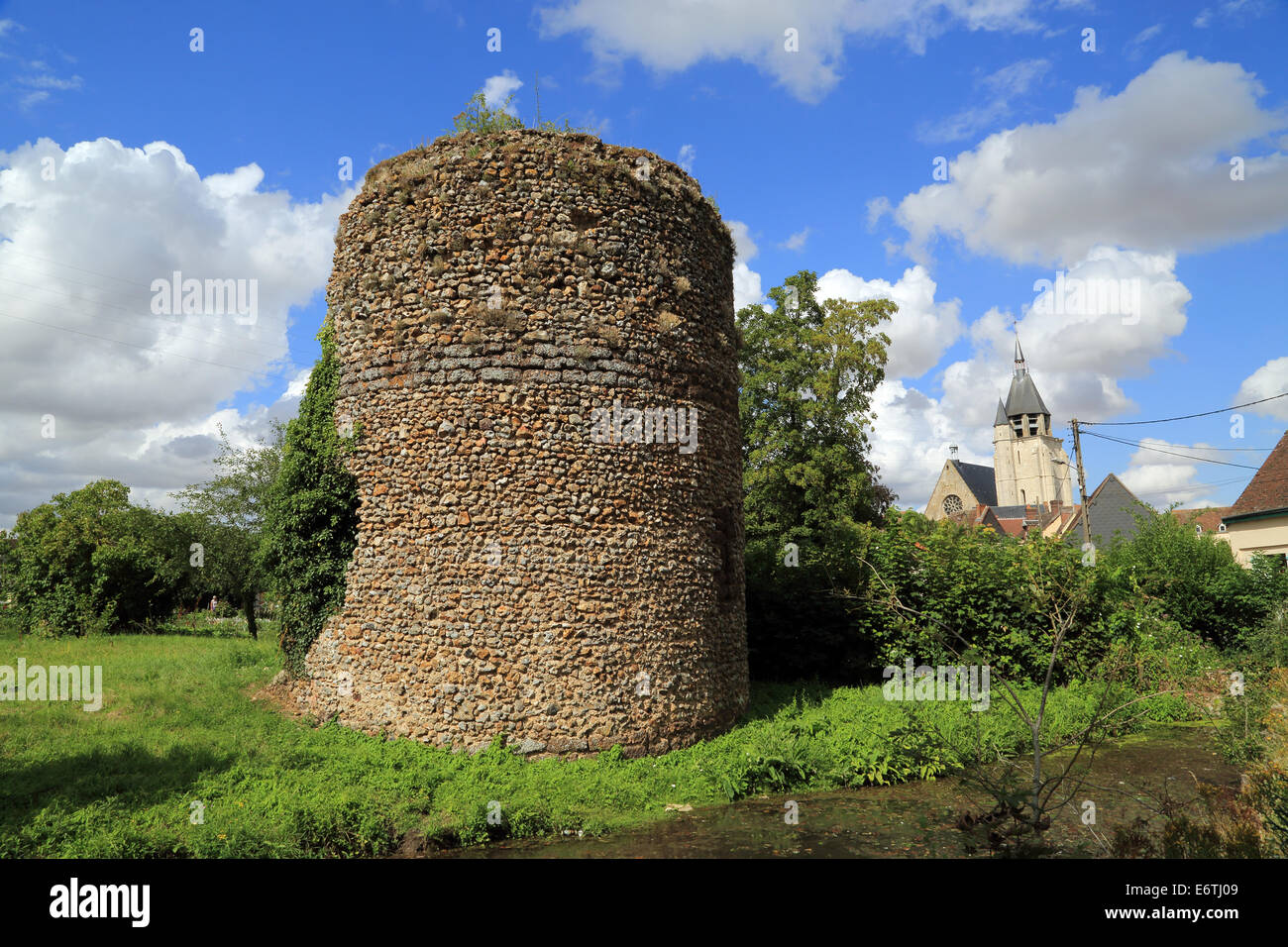 Remains of 11th century chateau (tower), Rue des Lavoirs Prolongees, Illiers Combray, Centre, Eure et Loir, France Stock Photo