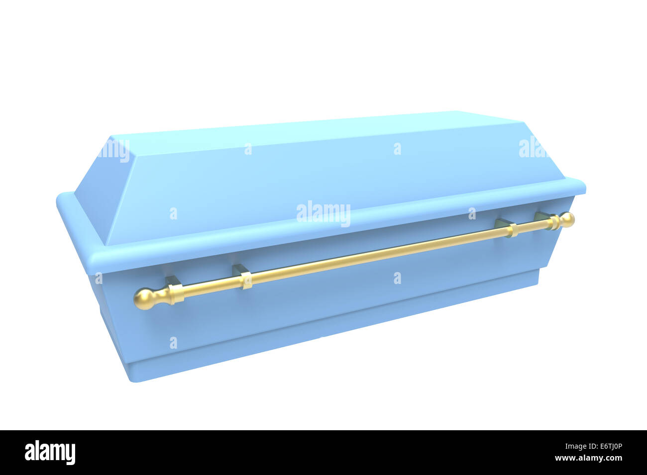 Blue coffin, isolated on white, 3d render Stock Photo