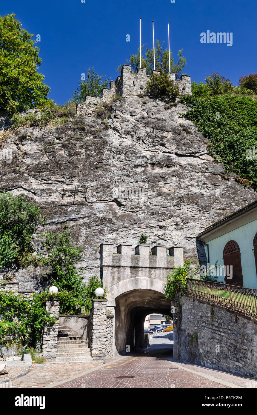 Medieval Sion, Switzerland. Medieval tunnel in Sion (Sitten in German) the capital city of the canton of Valais. Stock Photo