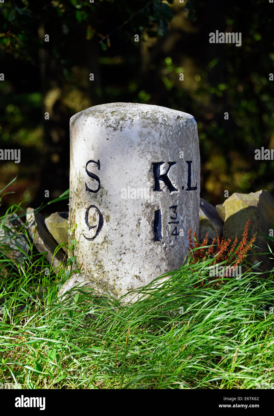 Milestone at Casterton between Sedbergh and Kirkby Lonsdale. Cumbria