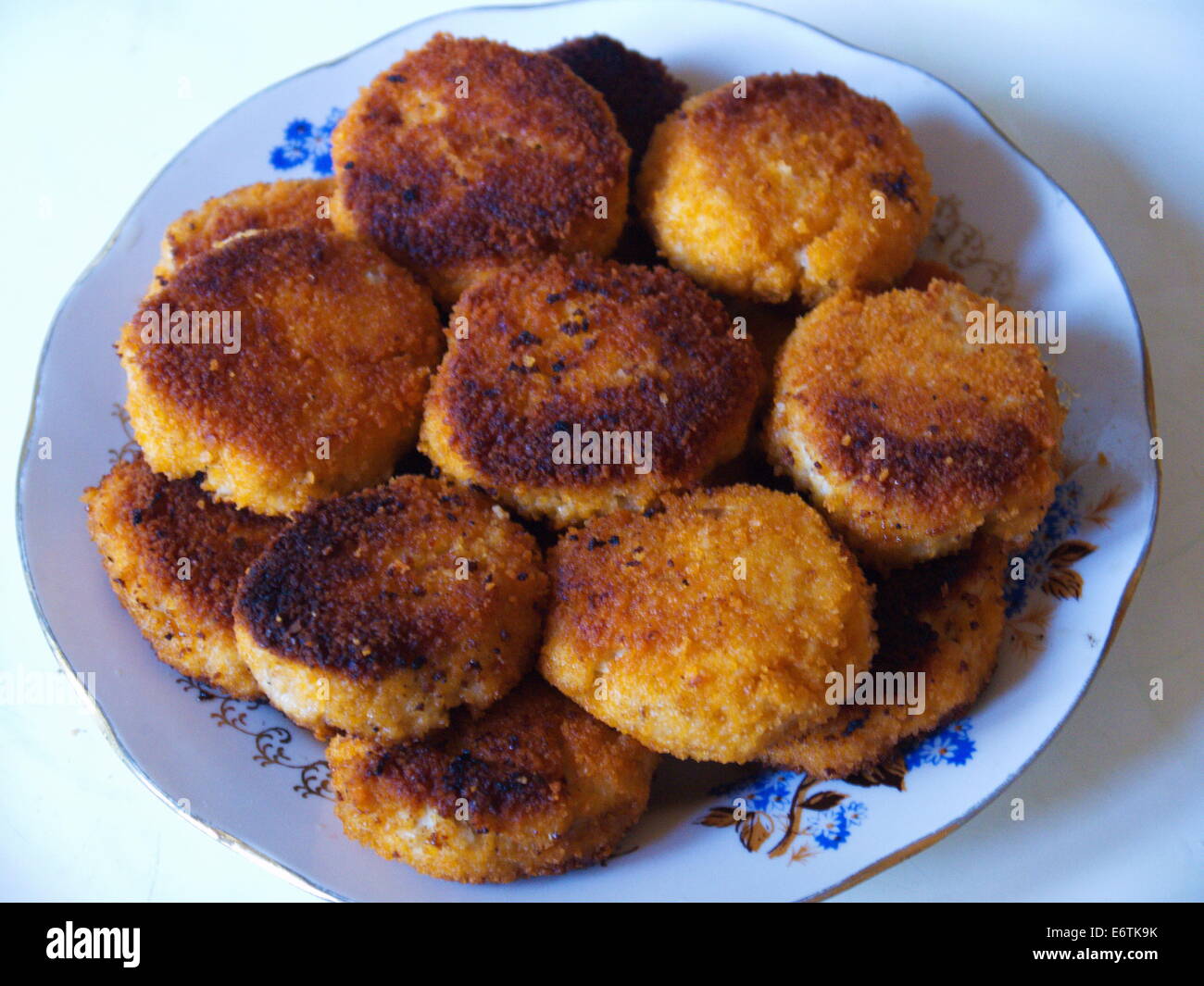 Fried in bread crumbs Meatballs on the plate Stock Photo Alamy