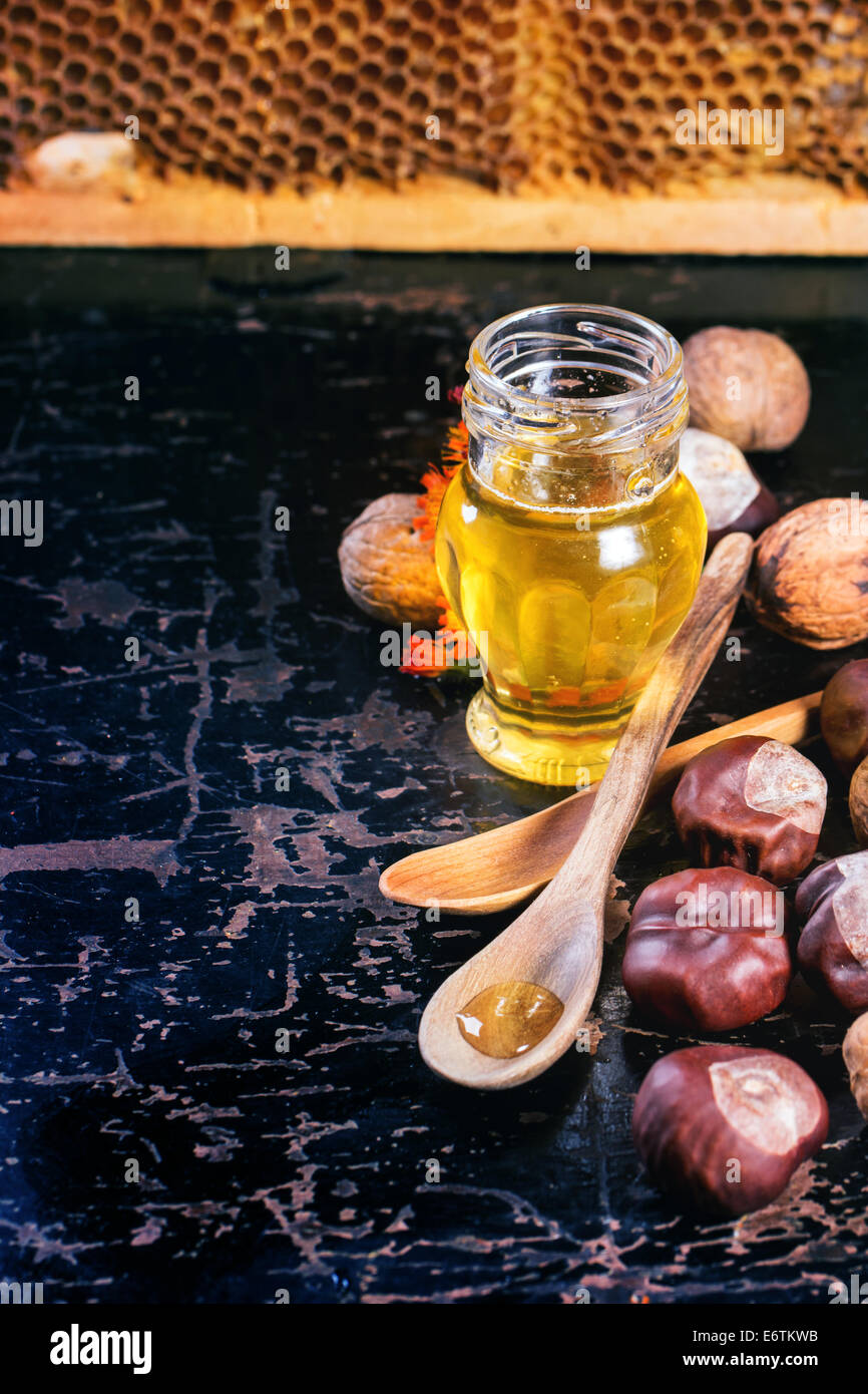Honey and nuts Stock Photo Alamy