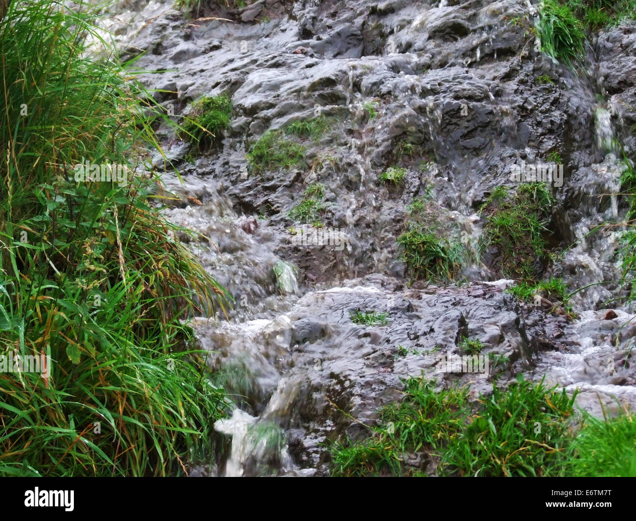 Waterfall in Scottish Highlands, beautiful mountain valley Stock Photo