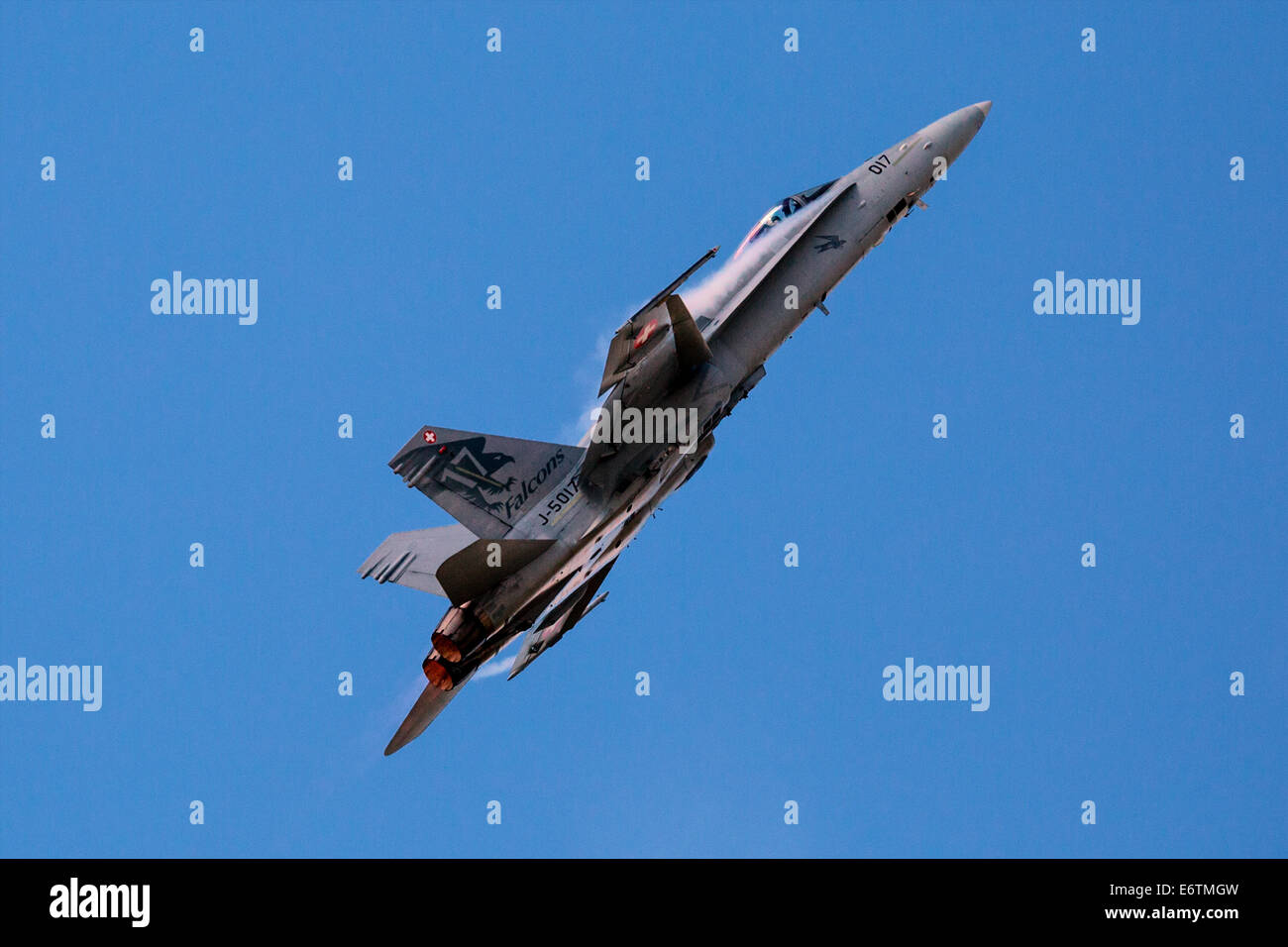 Payerne, Switzerland, 30th Aug, 2014. McDonnell Douglas F/A-18C Hornet performing at the air Show at AIR14 on Saturday 30th August Credit:  Carsten Reisinger/Alamy Live News Stock Photo