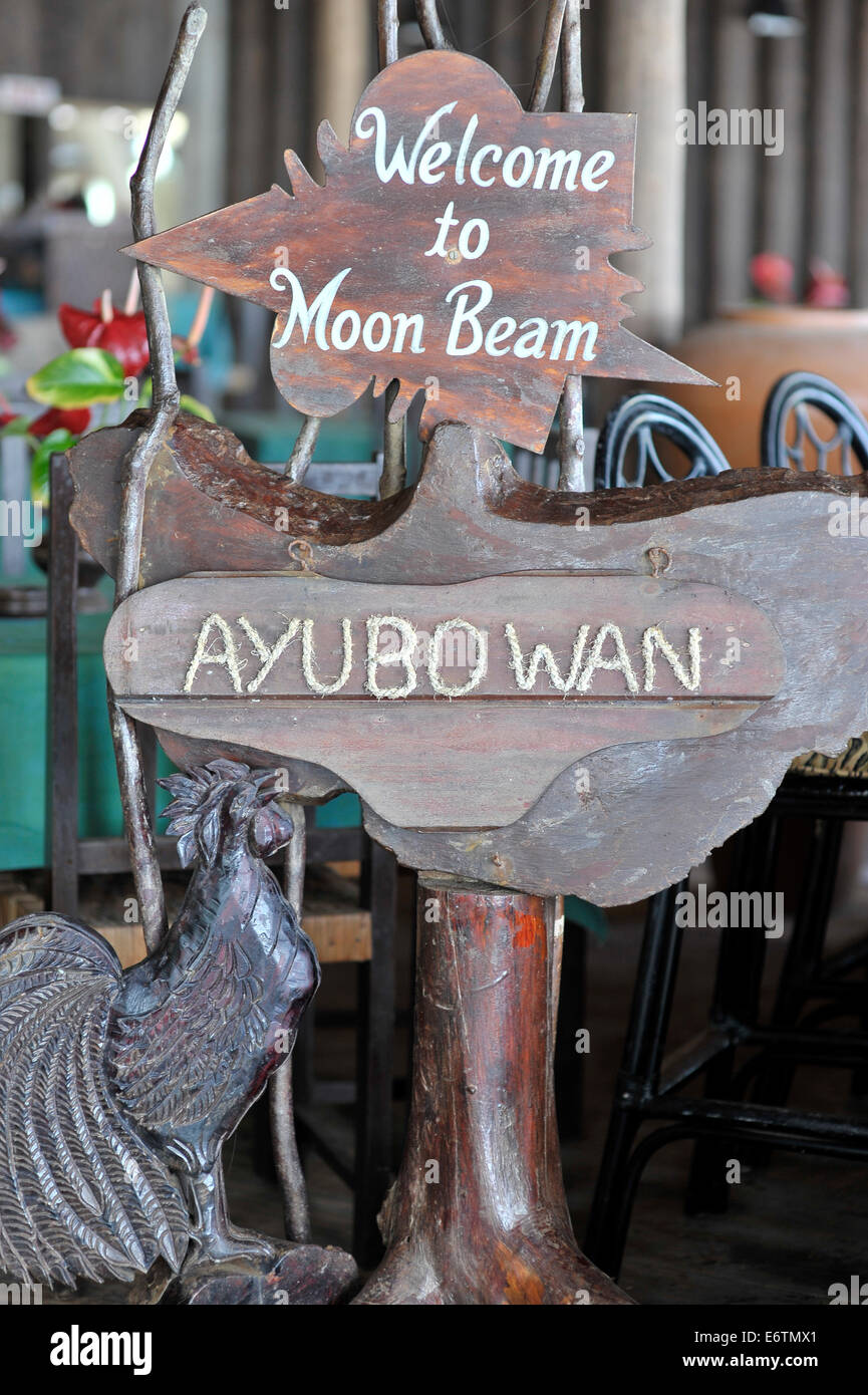 ayubowan welcome to moon beam sign hikkaduwa Stock Photo