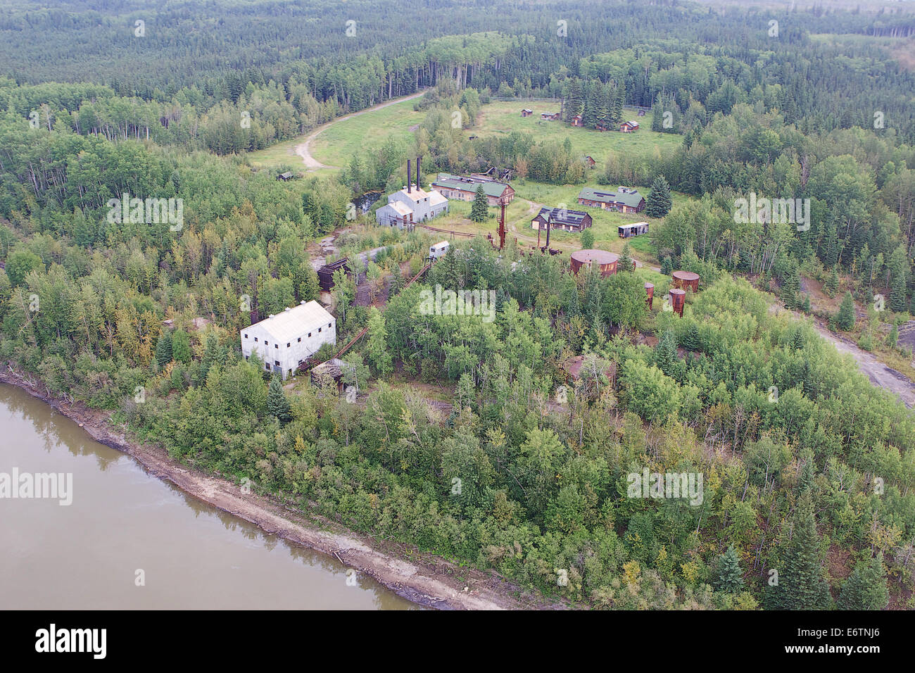 Overhead view of original Bitumont site in Northern Alberta Stock Photo ...