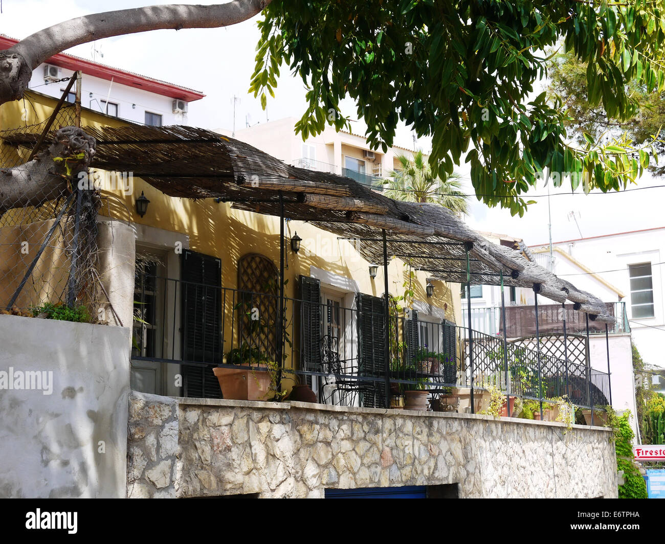 Bungalow, summer house in mallorca, shadow summer Stock Photo