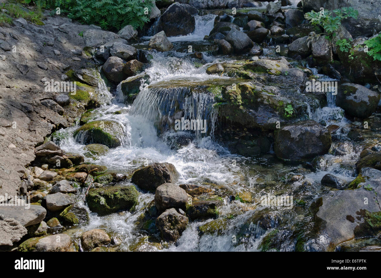 Waterfall cascade of river Skakavitsa in Rila mountain, Bulgaria Stock Photo