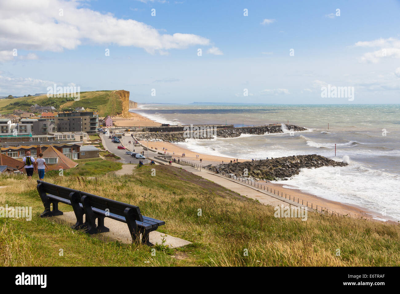 Overlooking West Bay from West Cliff, in Bridport, Dorset. Stock Photo
