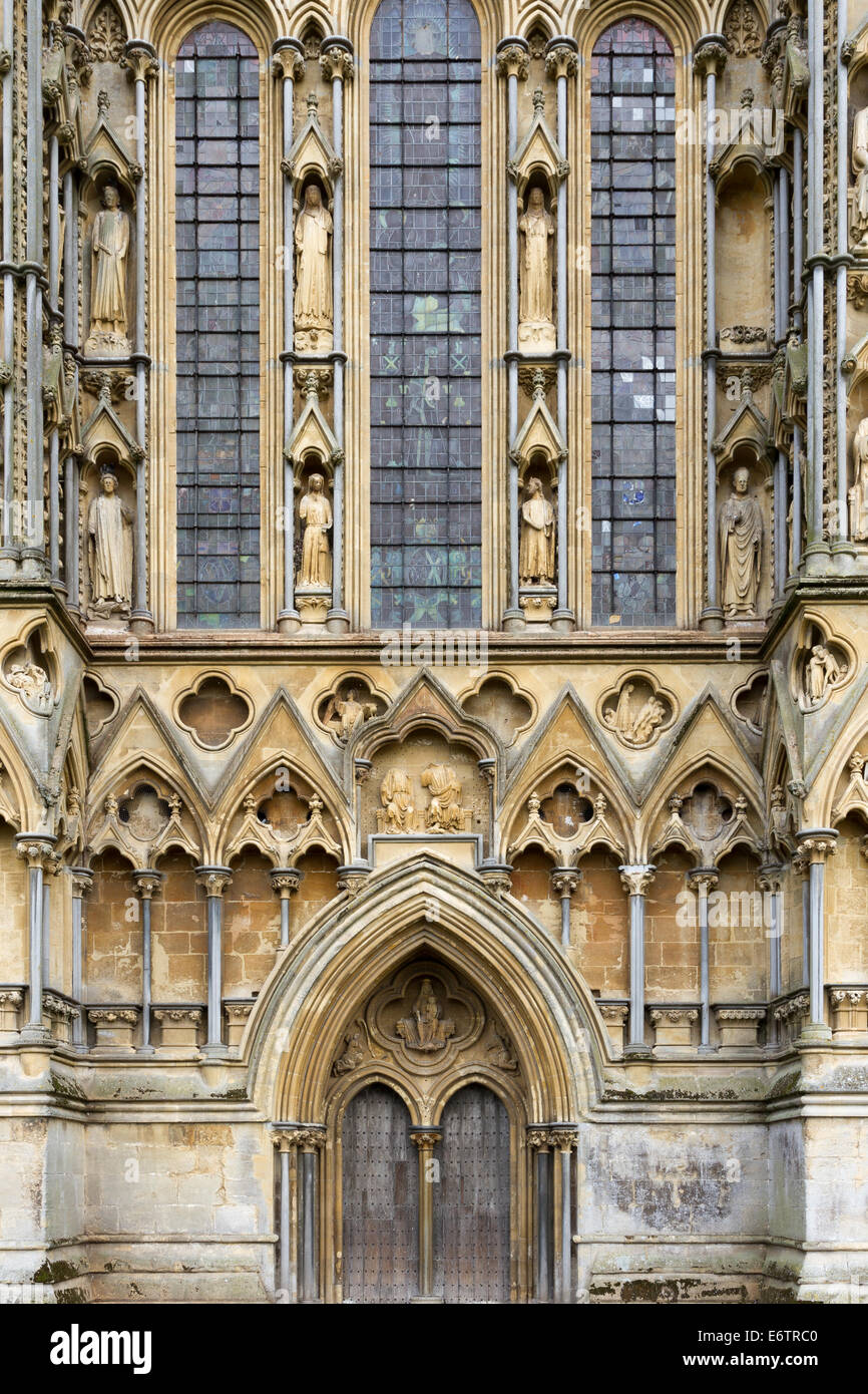 Architectural detail on Wells Cathedral in Somerset Stock Photo