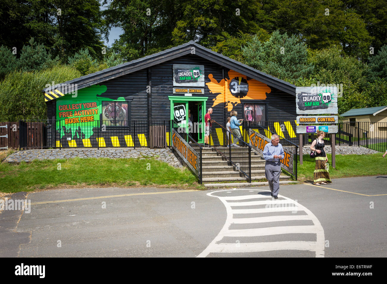 Deadly Safari Mission Control Building in the African Village at Longleat Safari Park Stock Photo