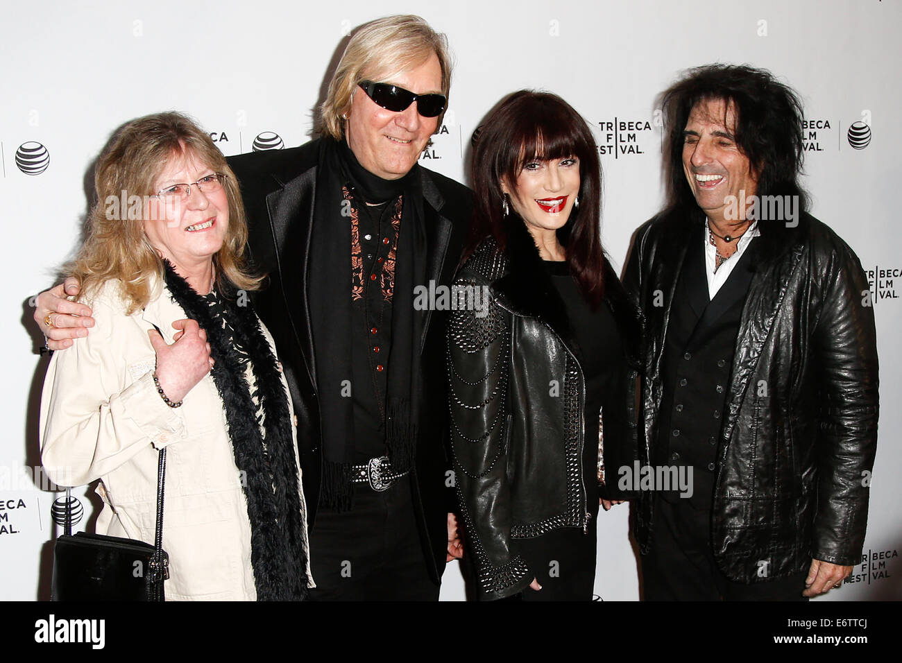 (L-R) Rose Smith, Neal Smith, Sheryl Goddard and Alice Cooper attend the 'Super Duper Alice Cooper' premiere. Stock Photo