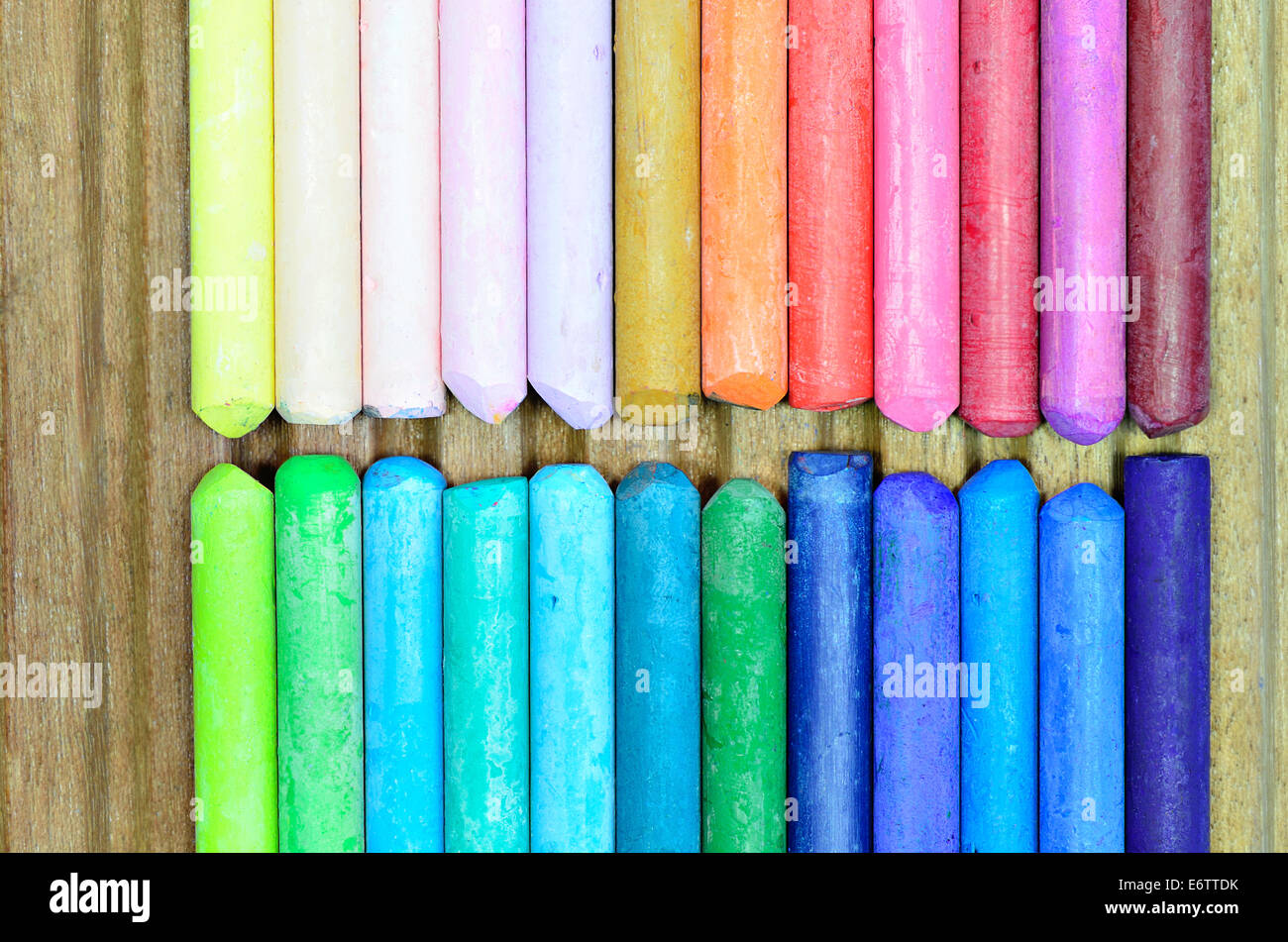 colorful oil pastels, close up, macro Stock Photo