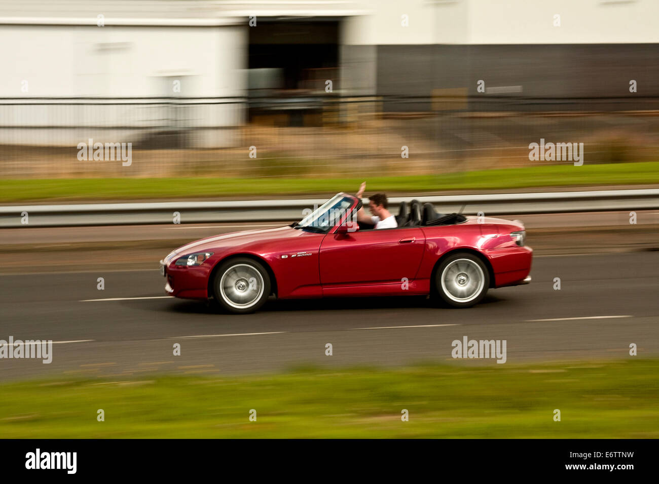 Masda S2000 Convertible Sports Car travelling along the Kingsway West Dual Carriageway in Dundee, UK Stock Photo