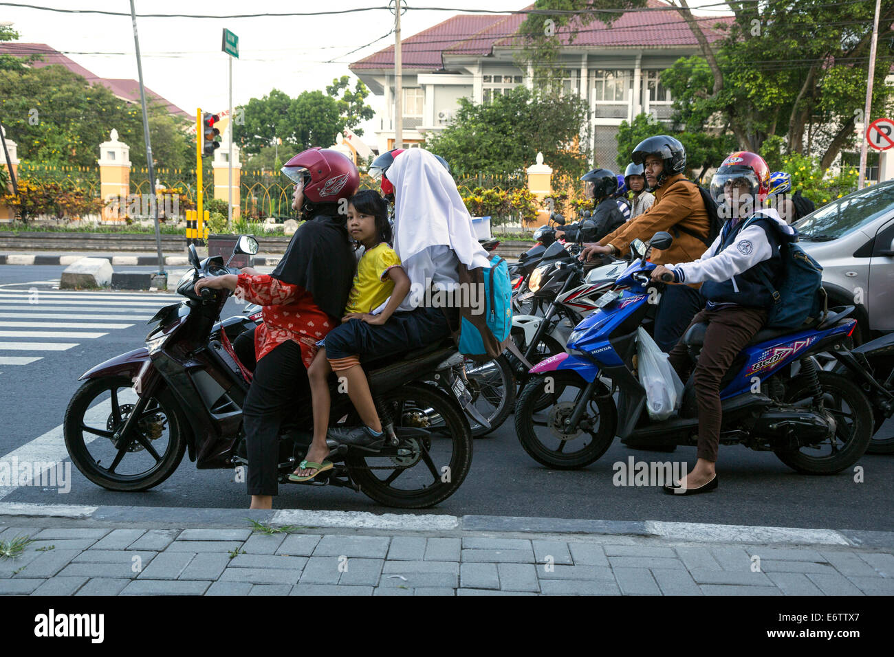Yogyakarta, Java, Indonesia.  Evening Traffic,  Jl. Laksda Adisucipto Street. Stock Photo