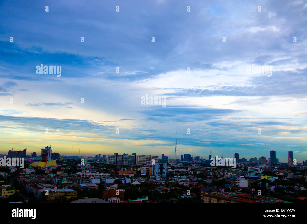 bird eye view of Bangkok city before night Stock Photo