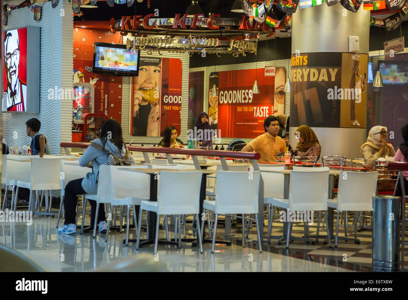 Yogyakarta, Java, Indonesia.  Ambarrukmo Shopping Mall.  Fast Food Eating Area. Stock Photo