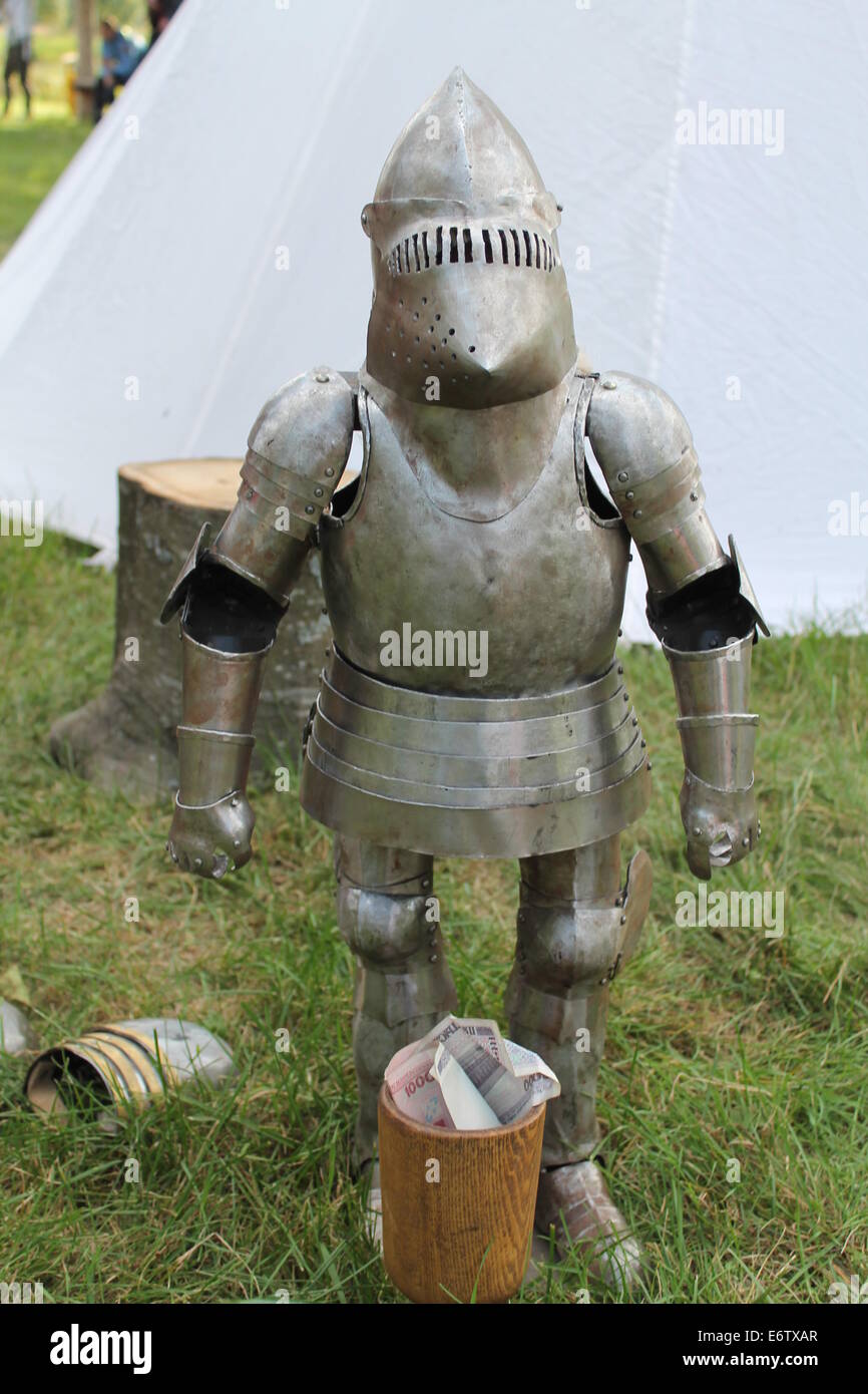 steel heavy plate for brave ancient medieval knight Stock Photo