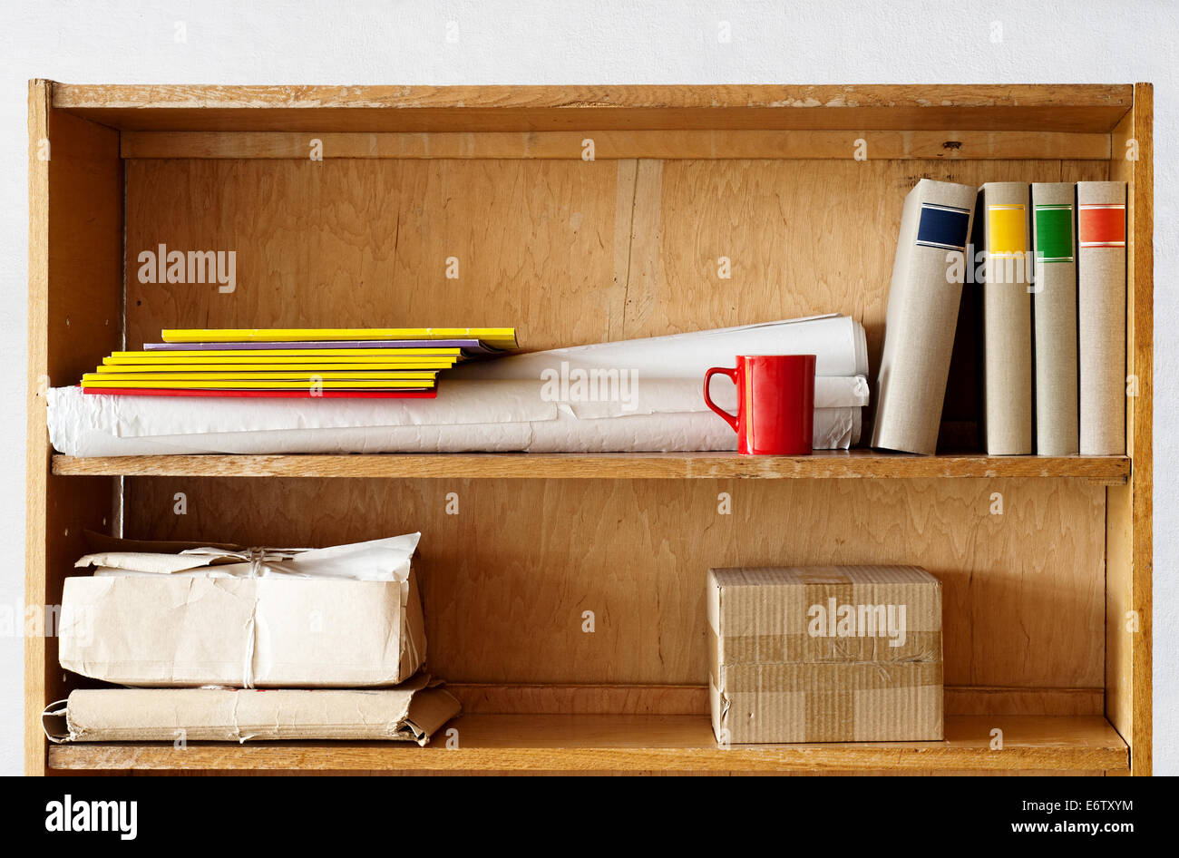 File folders and books standing on the shelve Stock Photo Alamy