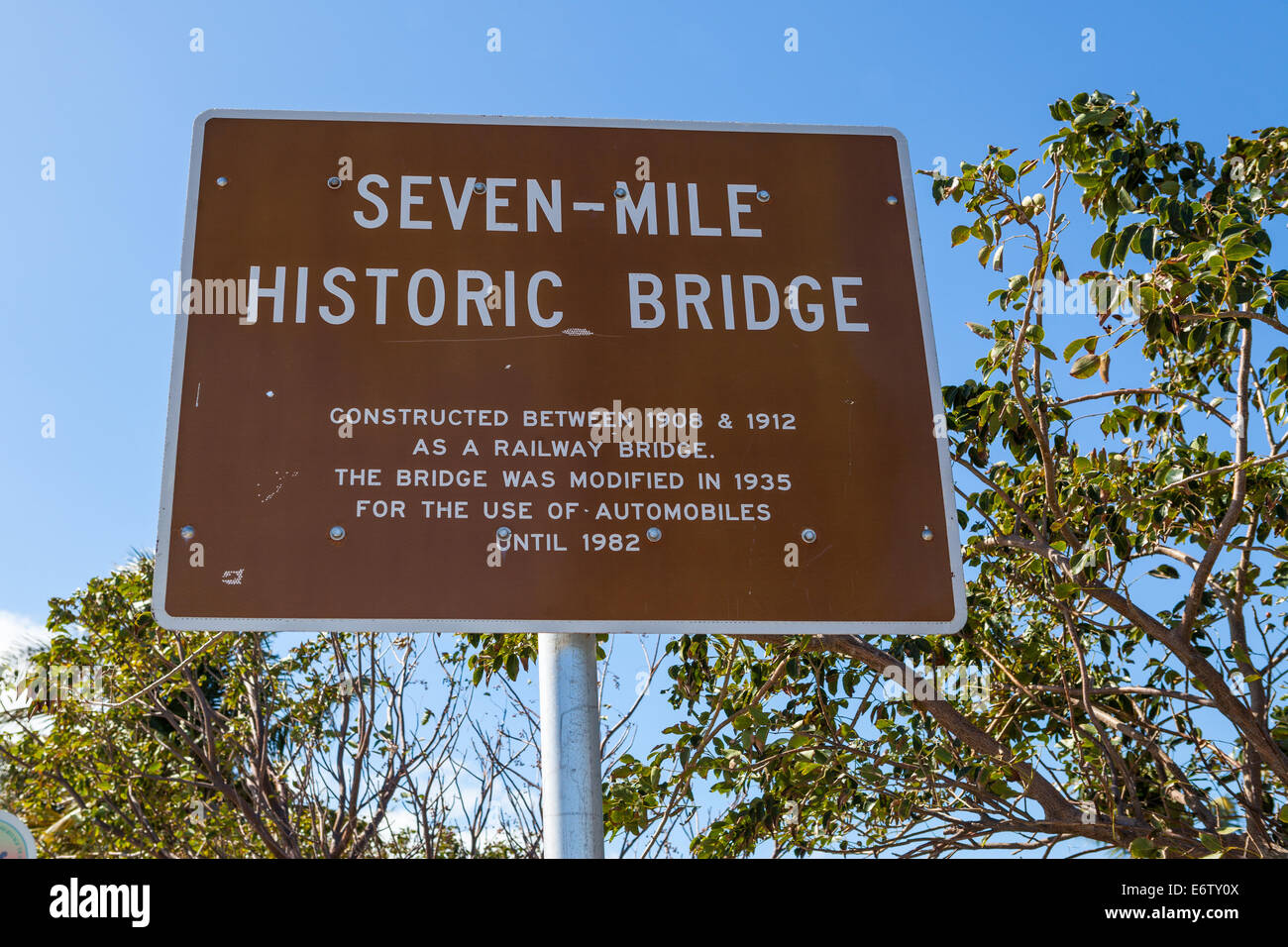 Marathon, Florida Keys Old Seven Mile Bridge Park Sign Stock Photo