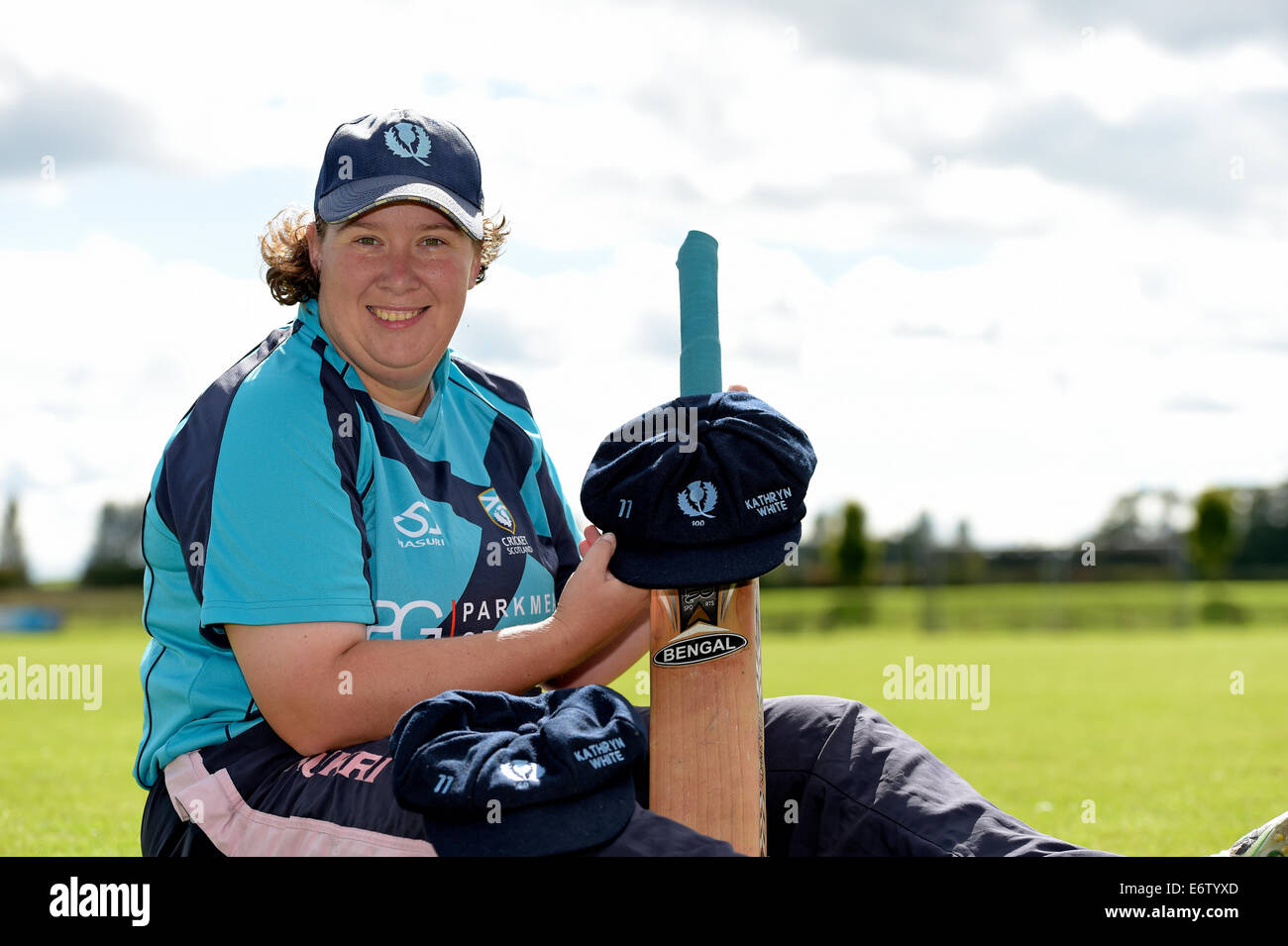 St Boswells, UK. 31 Aug 2014. Kathryn White 100 Scottish Cricket