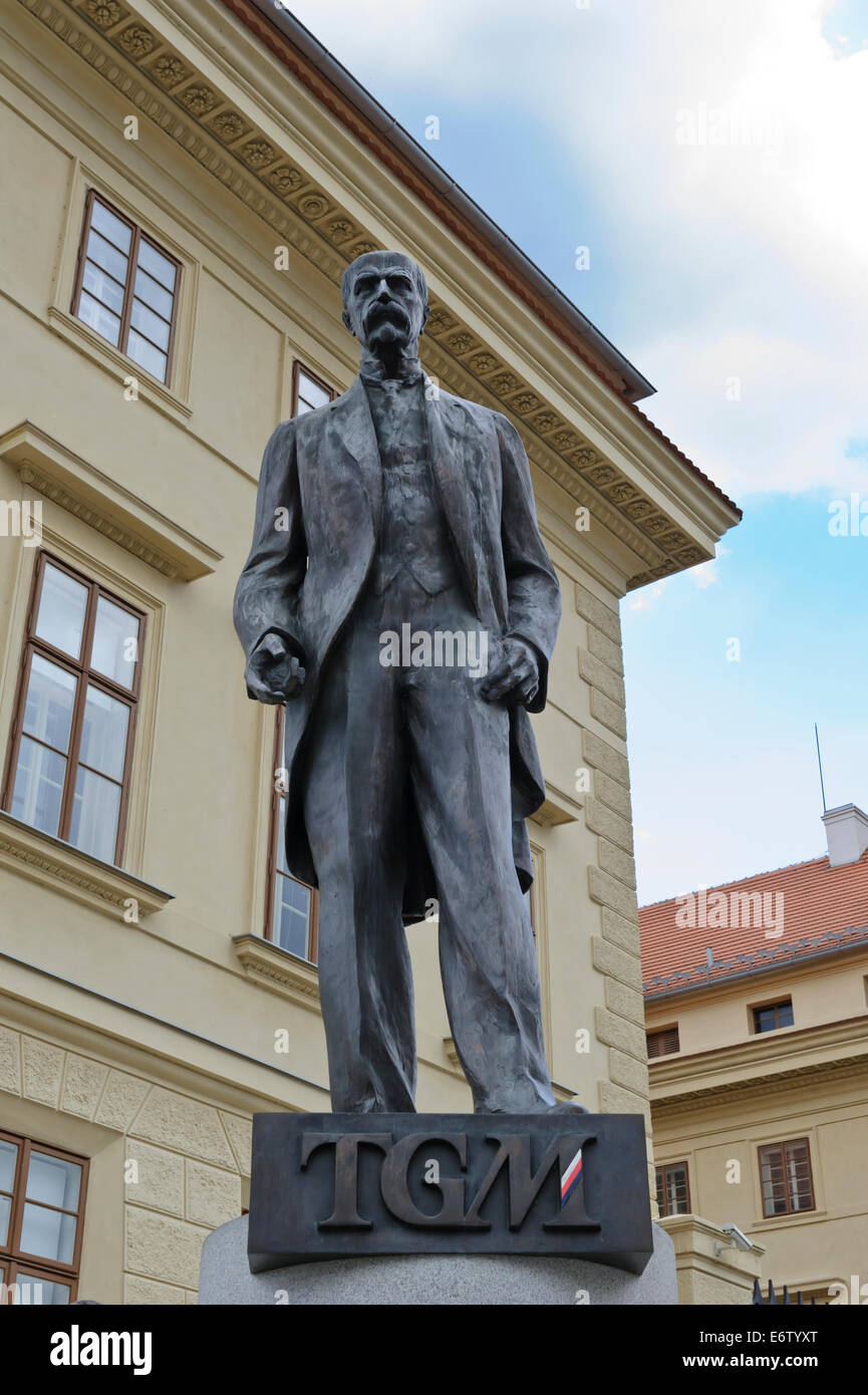 Monument of Tomas Garrique Masaryk, first President of Czechoslovakia (1850-1937), Prague, Czech Republic. Stock Photo