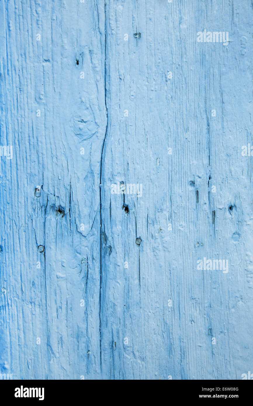 Surface of an old wooden background - used, weathered and old in blue color. Stock Photo