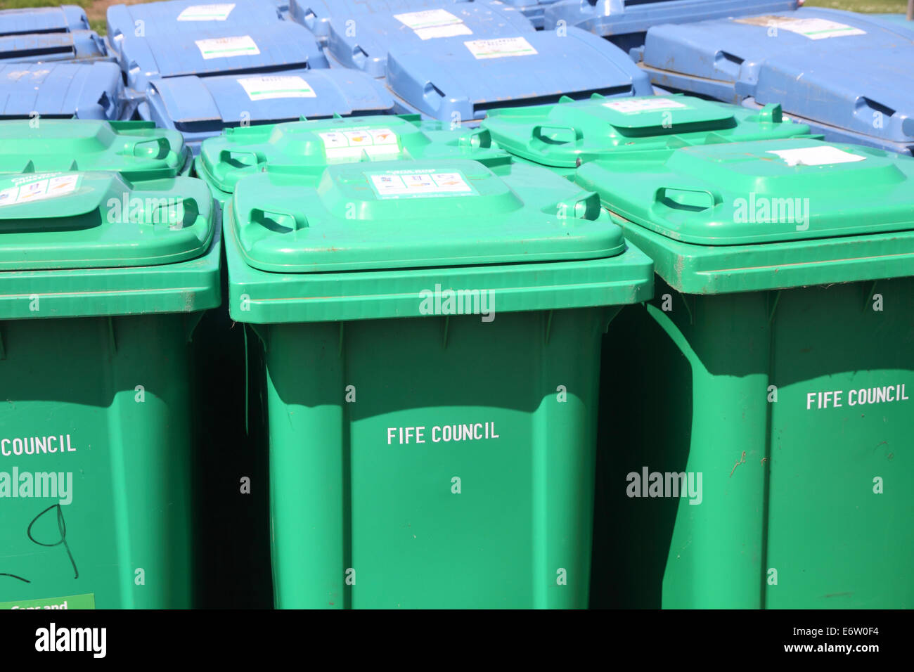 rows of wheeliebins Stock Photo Alamy